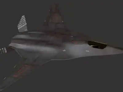 Sci-fi stealth jet aircraft Low-poly 3D model