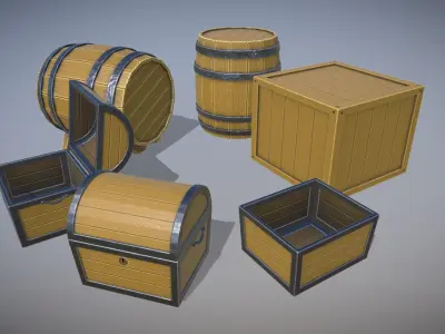 Stylized Wooden Asset Pack Free low-poly 3D model