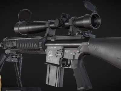 Armalite AR-10T Battle Rifle Pack - Game Asset Low-poly 3D model