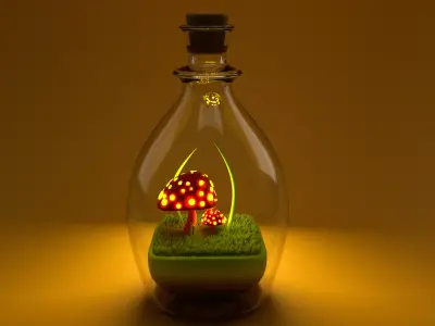 Glass Bottle Show piece   Free low-poly 3D model