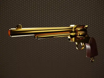 Golden Pistol 3D Asset 3D model