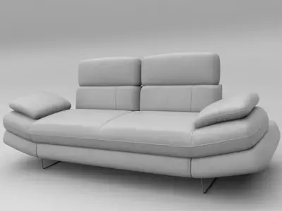 White leather  sofa  Free 3D model