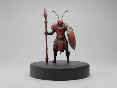 Ant Warrior 3D Model Unique Game Ready Fantasy Character Low-poly 3D model
