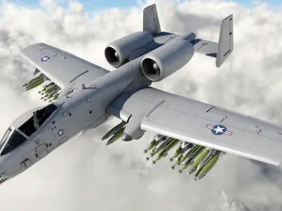 Low Poly PBR A-10 Tank Buster Low-poly 3D model