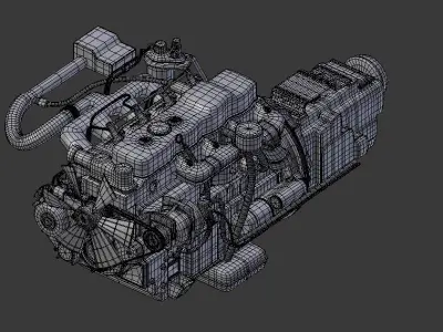 Isuzu 4BC2 Diesel Engine Low-poly 3D model