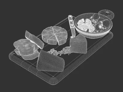  Four Cheeses &amp; Mixed Berries Food Platter Models 