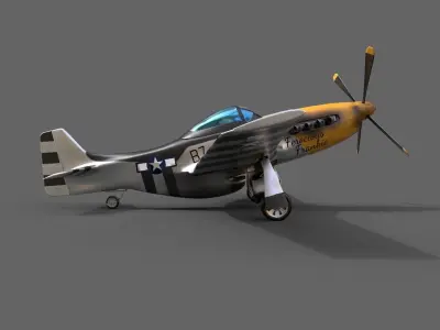 P51 Mustang 3D PBR Model Low-poly 3D model