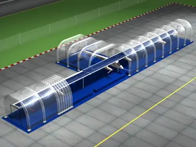 Solar impulse with inflatable hangar 3D model