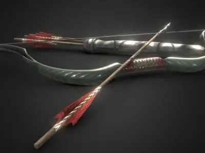 Bow and arrows Free low-poly 3D model