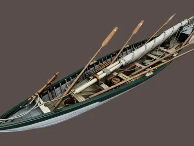 Whaling Boat Low-poly 3D model