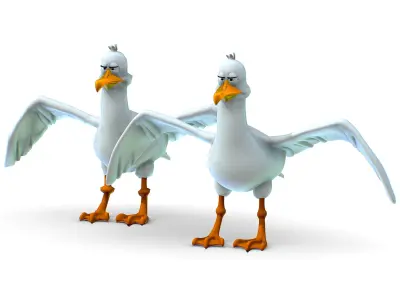 Hi-Poly Subdivision 3D Model SeaGull Cartoon Low-poly 3D model