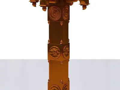 Hindu temple piller Low-poly 3D model