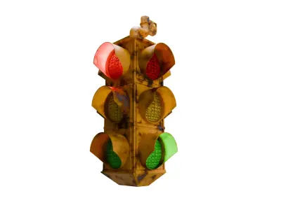 Rusty Traffic Light 3D Model 3D model