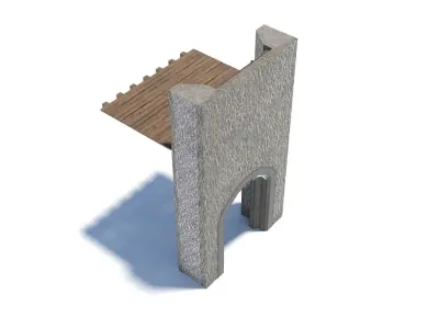 Medieval portcullis gate and winch animated Low-poly 3D model