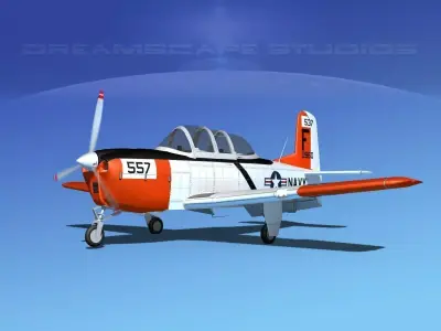 Beechcraft T-34 Mentor V12 USN 3D model