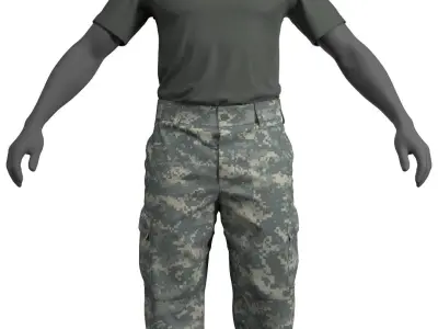 ACU Army Combat Uniform  Pants and Tshirt - Marvelous Designer  3D model