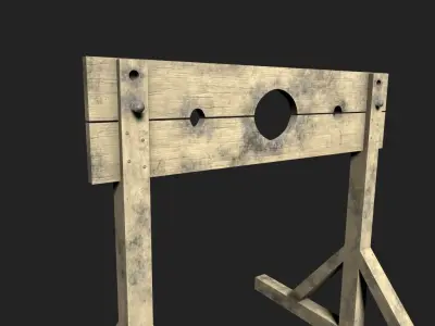 Adjustable Medieval Pillory Low-poly 3D model