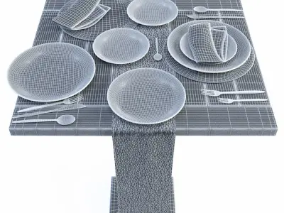Table set Barkowski Free 3D model