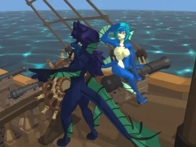 Acheron Sea Serpent Nude Low-poly 3D model