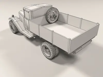  Car GAZ-AA military van Low-poly 3D model