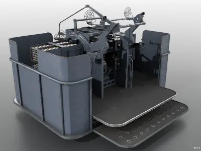 QF 2-pounder Mark VIII 4-barelled 3D model Low-poly 3D model