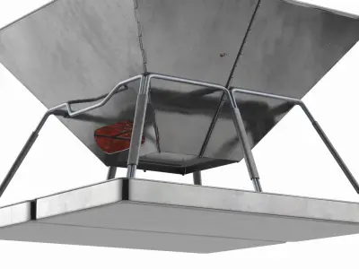 Cast Iron Sandwich Press on Camping Grill 3D model