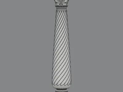 Decorative twisted Column Low-poly 3D model