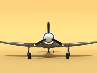 Low Poly Cartoon Hawker Tempest MKII Airplane Low-poly 3D model