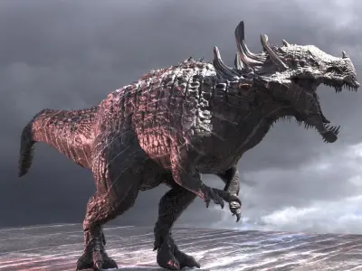 Dark Drake King Lizard Statue guardian priestesses 2 versions 3D model