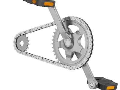 Bike roller chain transmission animation 3D model
