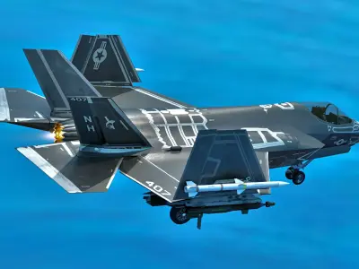 F35C Lightning II -Rigged - with high resolution cocpit Low-poly 3D model