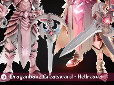 Stylized Sword - Dragonbane Greatsword Hellreaver - Game Ready 3D model