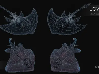 Stingray lowpoly underwater creatures  ocean monster fish - 2 Low-poly 3D model