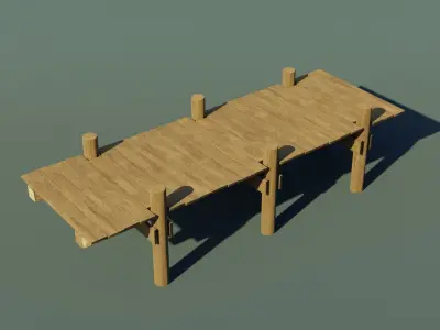 Wooden dock Low-poly 3D model