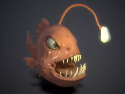 cartoon lamp fish Low-poly 3D model
