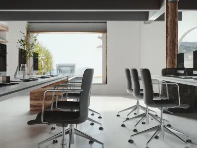 Office reception lobby interior scene 3D model