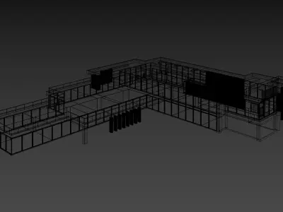 Modern Flat-Roof Commercial Villa 3D model