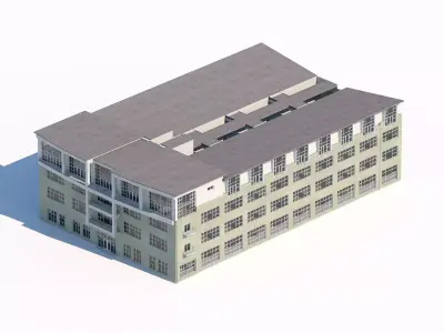 Industrial Building with Large Windows 3D model