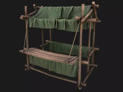 Market Stall Military Tent Low-poly 3D model