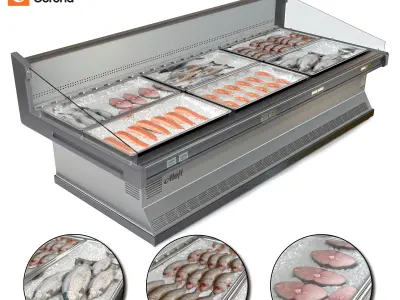 commercial refrigerator for fish and sea creature - NO-3 Low-poly 3D model