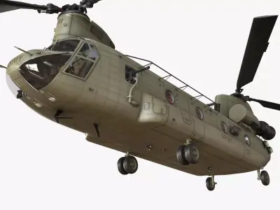CH-47F Chinook Australian Army Basic Animation Low-poly 3D model