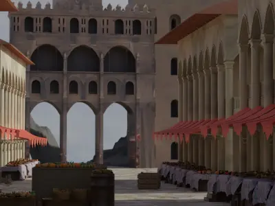 Historical Italian market scene full set 3D model