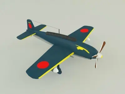 Yokosuka D4Y war plane Low-poly 3D model