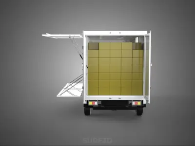 DELIVERY BOX TRUCK PICKUP LOADED BOXES CARGO FREIGHT CUBE VAN 3D model
