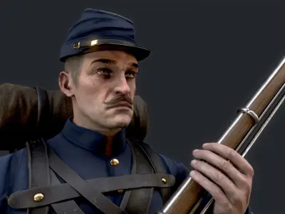 Soldier 2 A pose Low poly character redy for game Low-poly 3D model