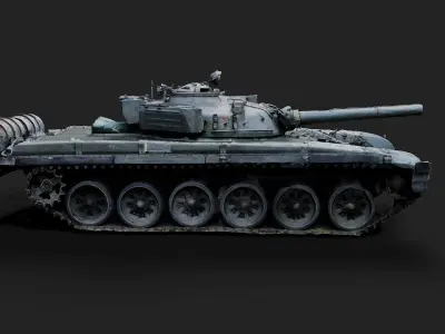 military soviet T72 destroyed tank PBR photogrammetry Low-poly 3D model