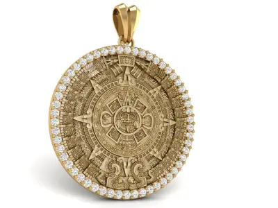 Mayan Calendar Diamond 2 inch Pendant 3D print model