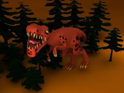 Dinasour Low Poly animated t - rex 3D model