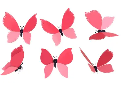 Butterfly Wing Flapping 02 Animated for Game  Low-poly 3D model