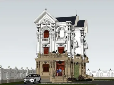 1 Parisian Elegance Neoclassical Villa Exterior Model Low-poly 3D model